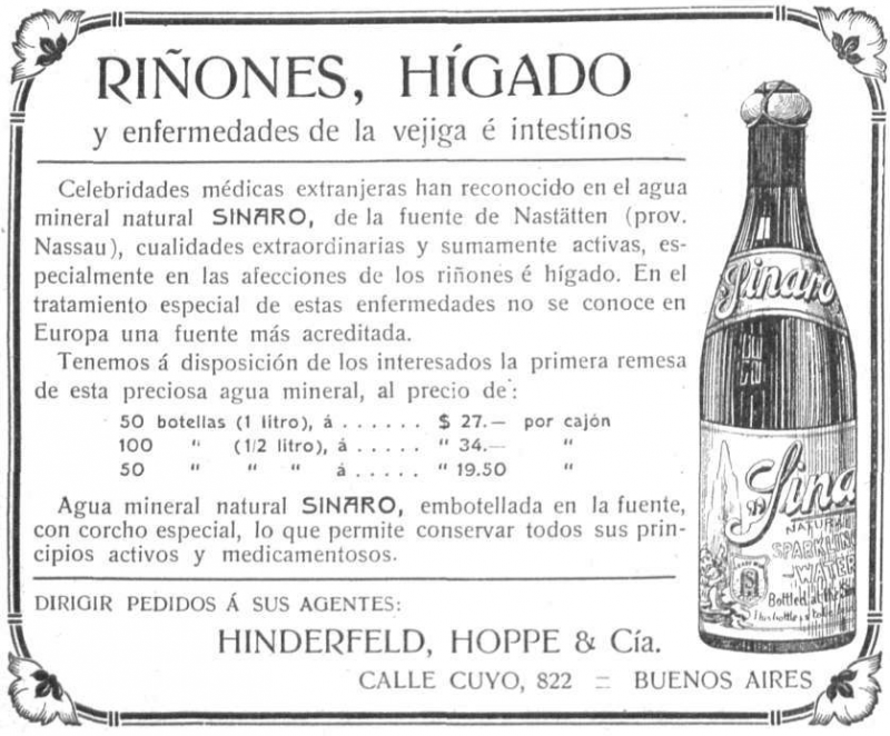 Werbeanzeige Argentinien Sinaro 1905